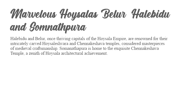 Marvelous Hoysalas - Belur, Halebidu and Somnathpura info